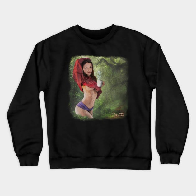 Girl in the jungle with coffe Crewneck Sweatshirt by Henry Drae